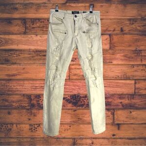 Freehold Denim Factory Ivory Skinny Fit Distressed Jeans Mens Size 32X32